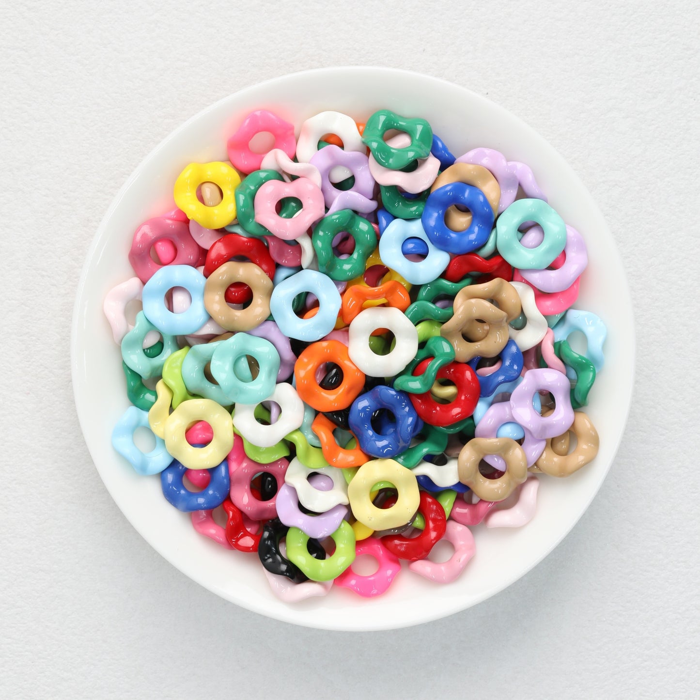 Acrylic Wavy Spacer Beads 12mm Baking Painted Colorful 50pcs