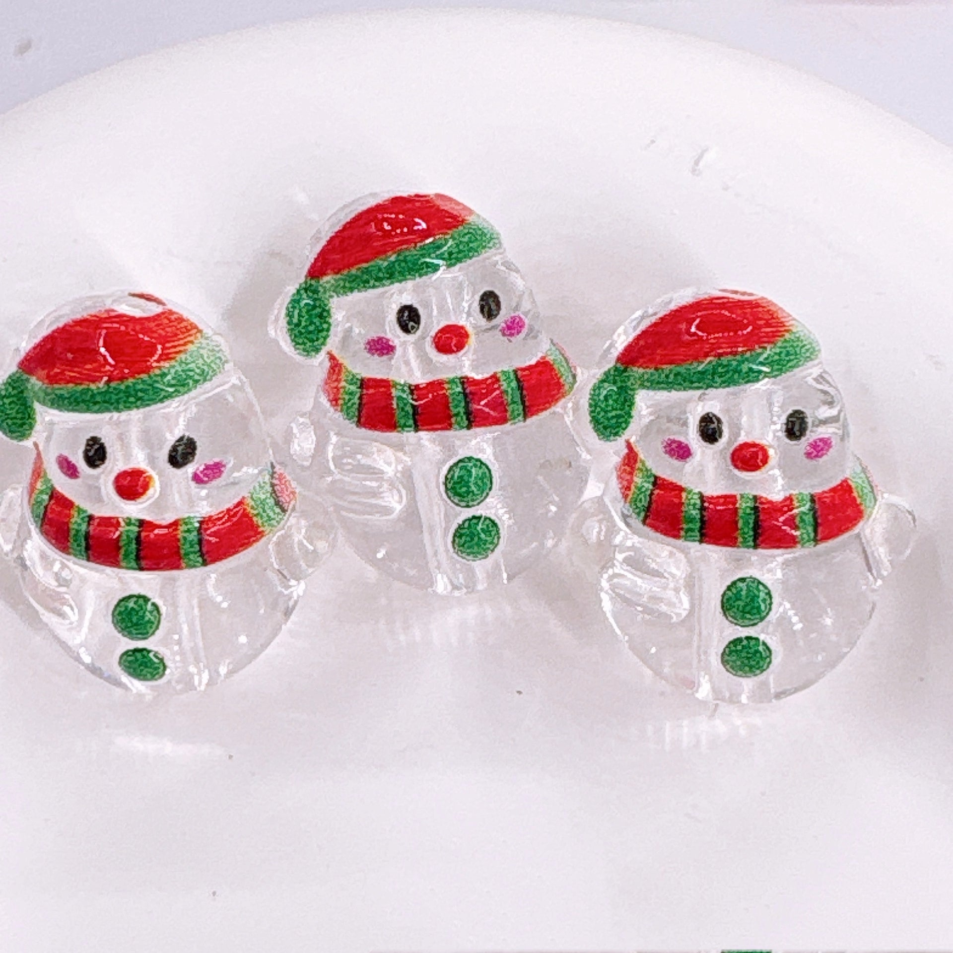 Clear Snowman Acrylic Beads 19mm Christmas 3D Design 100pcs 2