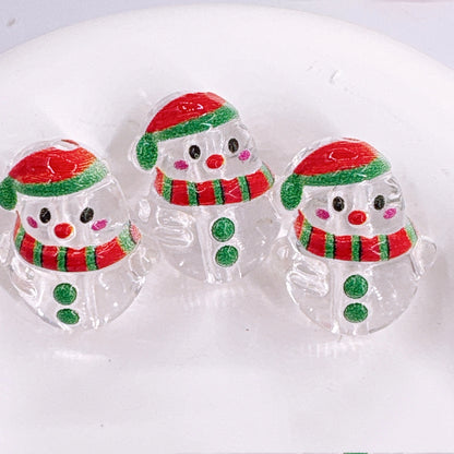 Clear Snowman Acrylic Beads 19mm Christmas 3D Design 100pcs 2