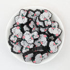 Cute Elephant Holding Flowers Silicone Focal Beads 20Pcs  2