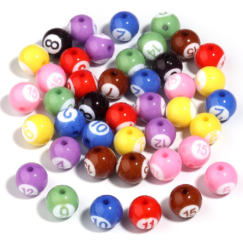 Colored Billiard Ball Round Acrylic Beads 16mm Glossy 10pcs