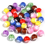 Colored Billiard Ball Round Acrylic Beads 16mm Glossy 10pcs