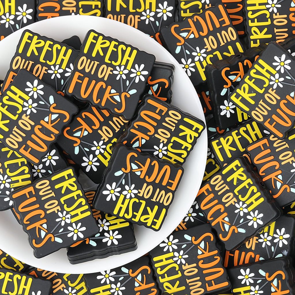 Fresh Out Of Fucks Silicone Focal Beads Rectangular 20pcs