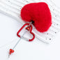 Beadable Metal Keychains With Heart Pom Poms