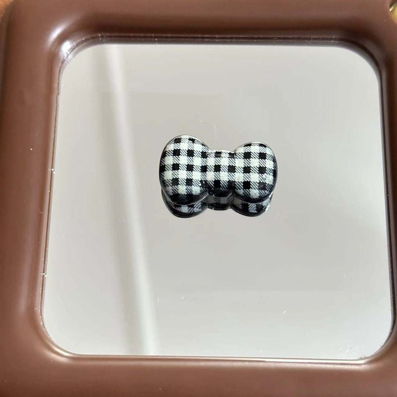 Houndstooth Pattern Bow Acrylic Beads 25mm Glossy Mixed 10pcs 4