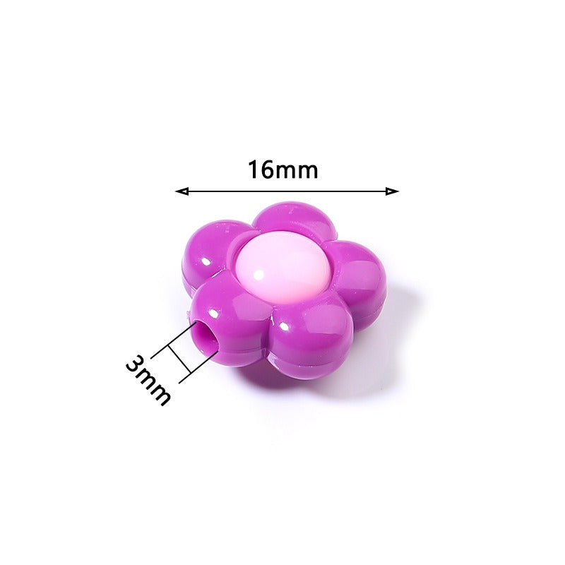 Cartoon Flower Acrylic Beads 16mm Glossy Pastel Colors 20pcs 2