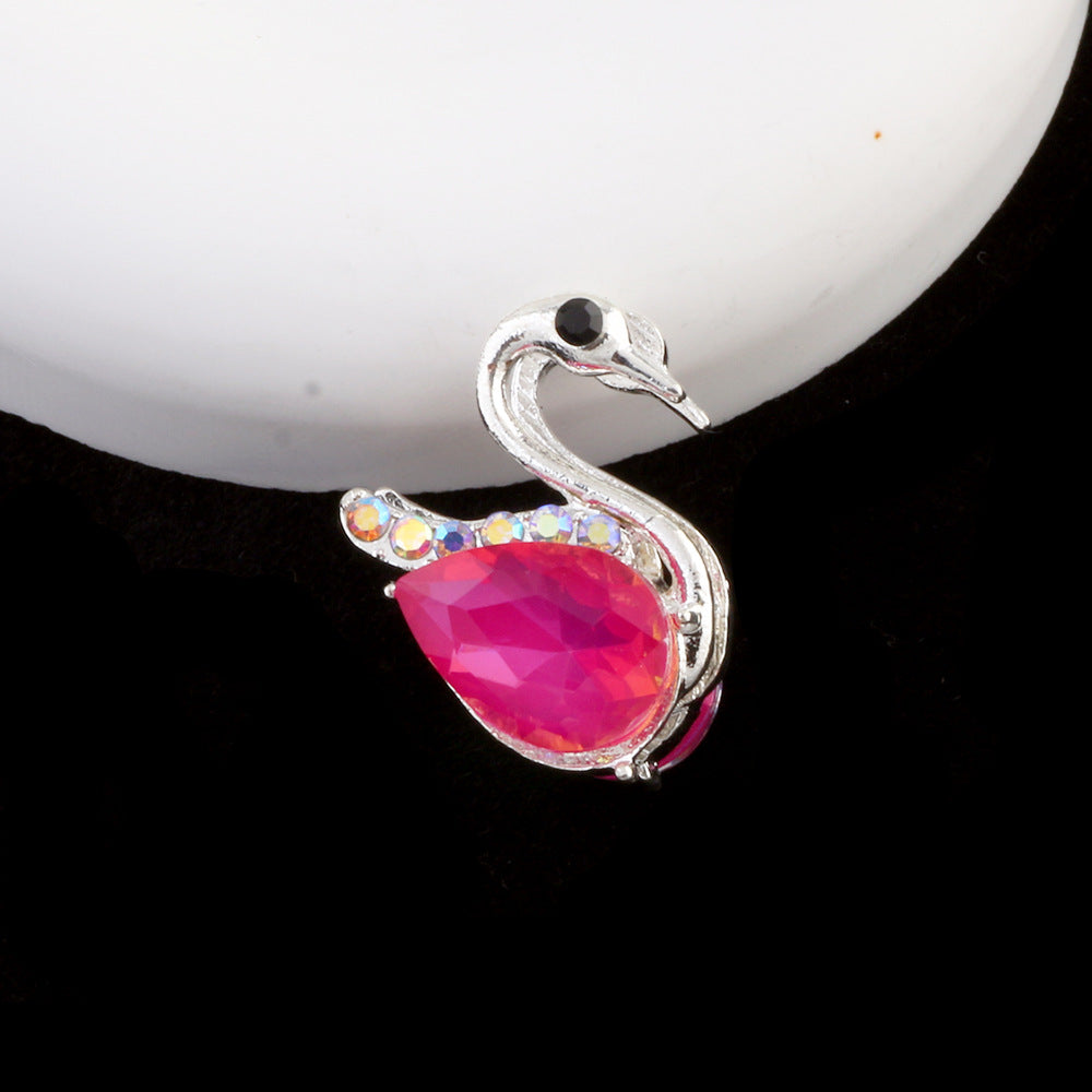 24mm Alloy Swan Crystal Rhinestone Beads 2pcs 10