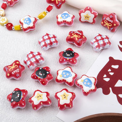 Lucky Red Star Acrylic Beads 20mm Colorful Mixed 20pcs 4