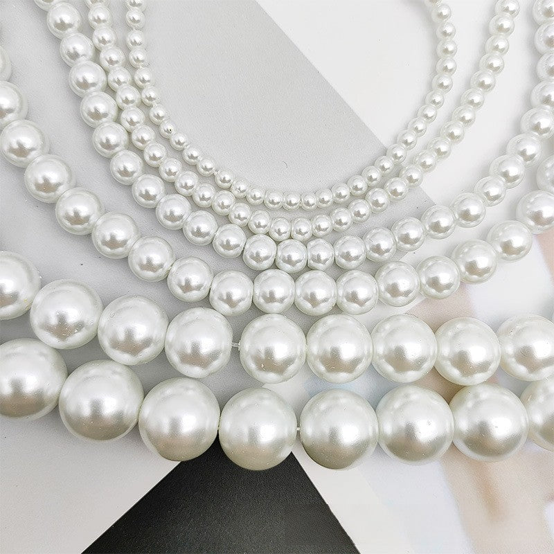 Pearl Glass Beads Round 3-14mm White Imitation Glass Pearls 2