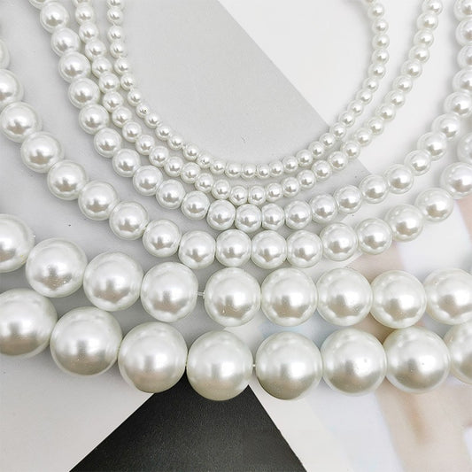 Pearl Glass Beads Round 3-14mm White Imitation Glass Pearls 2