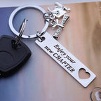 Stainless Steel Inspirational Graduation Strip Keychain Heart Cutout 3