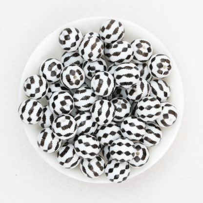 15mm Black and White Patterned Silicone Round Beads 50pcs 6