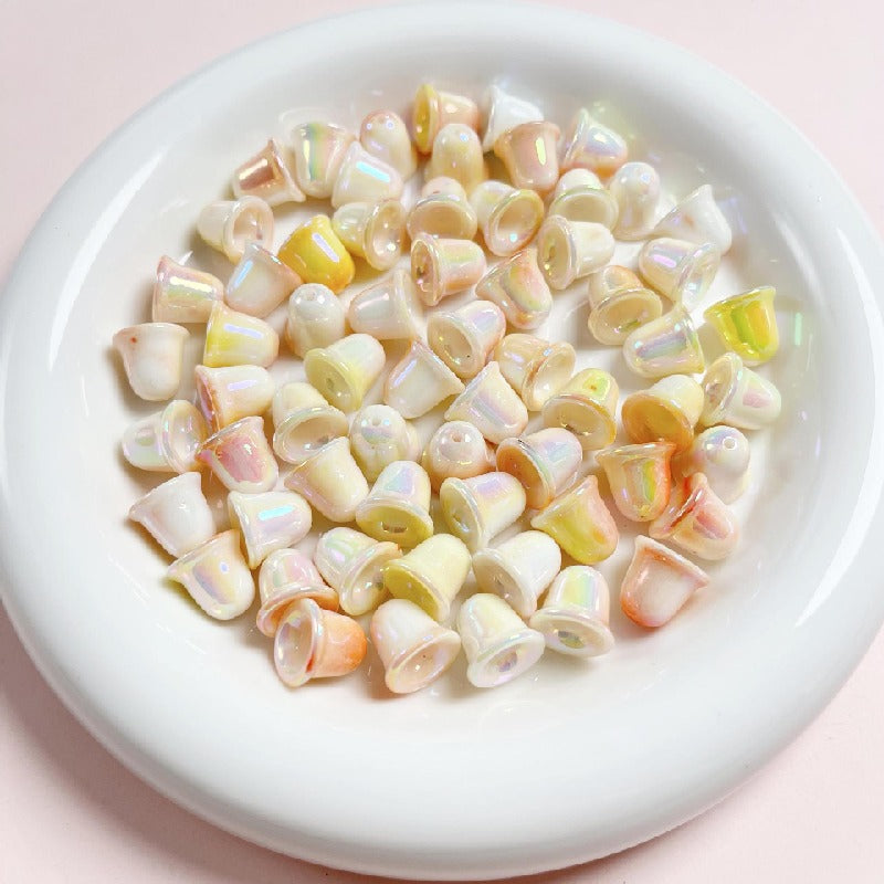 Double Colored Bell Orchid Acrylic Beads 11mm Iridescent 10pcs 13