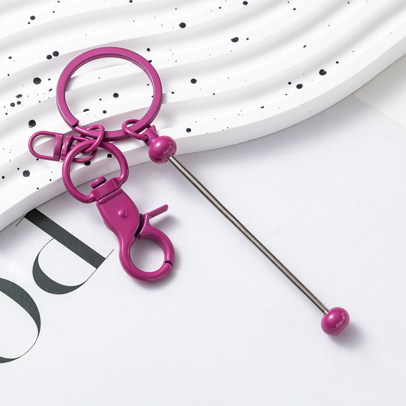 Beadable Gradient Color DIY Metal Keychain