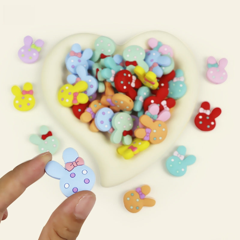 Silicone Focal Beads Bow Rabbit Head Polka Dot Pastel 20pcs 4