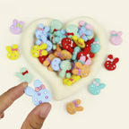 Silicone Focal Beads Bow Rabbit Head Polka Dot Pastel 20pcs 4