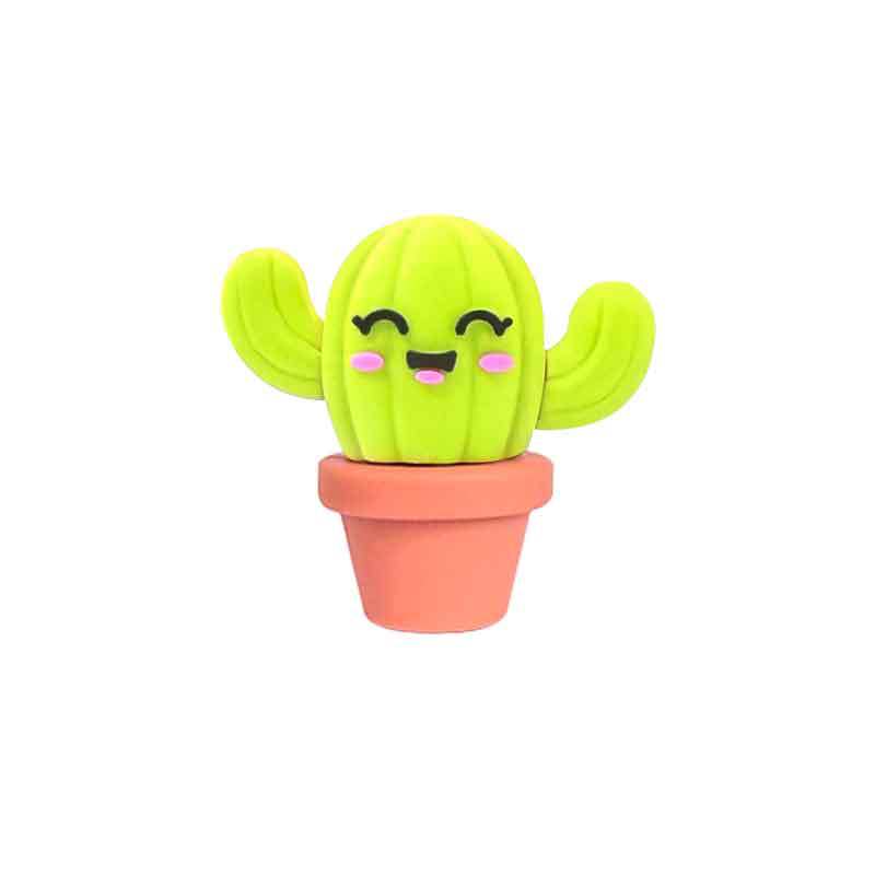 3D Cute Cactus Planter Silicone Focal Beads Green Shades 20pcs 7