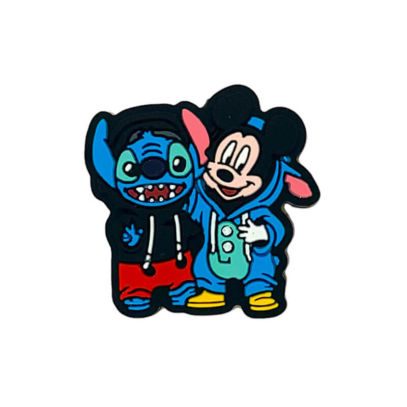 Silicone Focal Beads Mickey With Stitch Wearing Hoodies