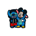 Silicone Focal Beads Mickey With Stitch Wearing Hoodies