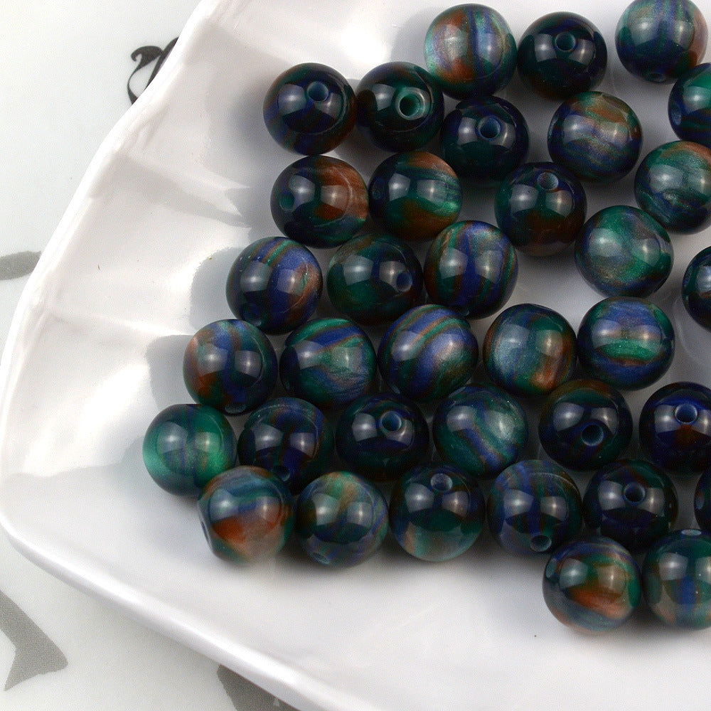 Resin Round Beads 8mm 10mm Starry Lacquer Effect 100pcs 6