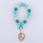 Rainbow Silicone Bead Wristlet Keychain with Rainbow Charm 9