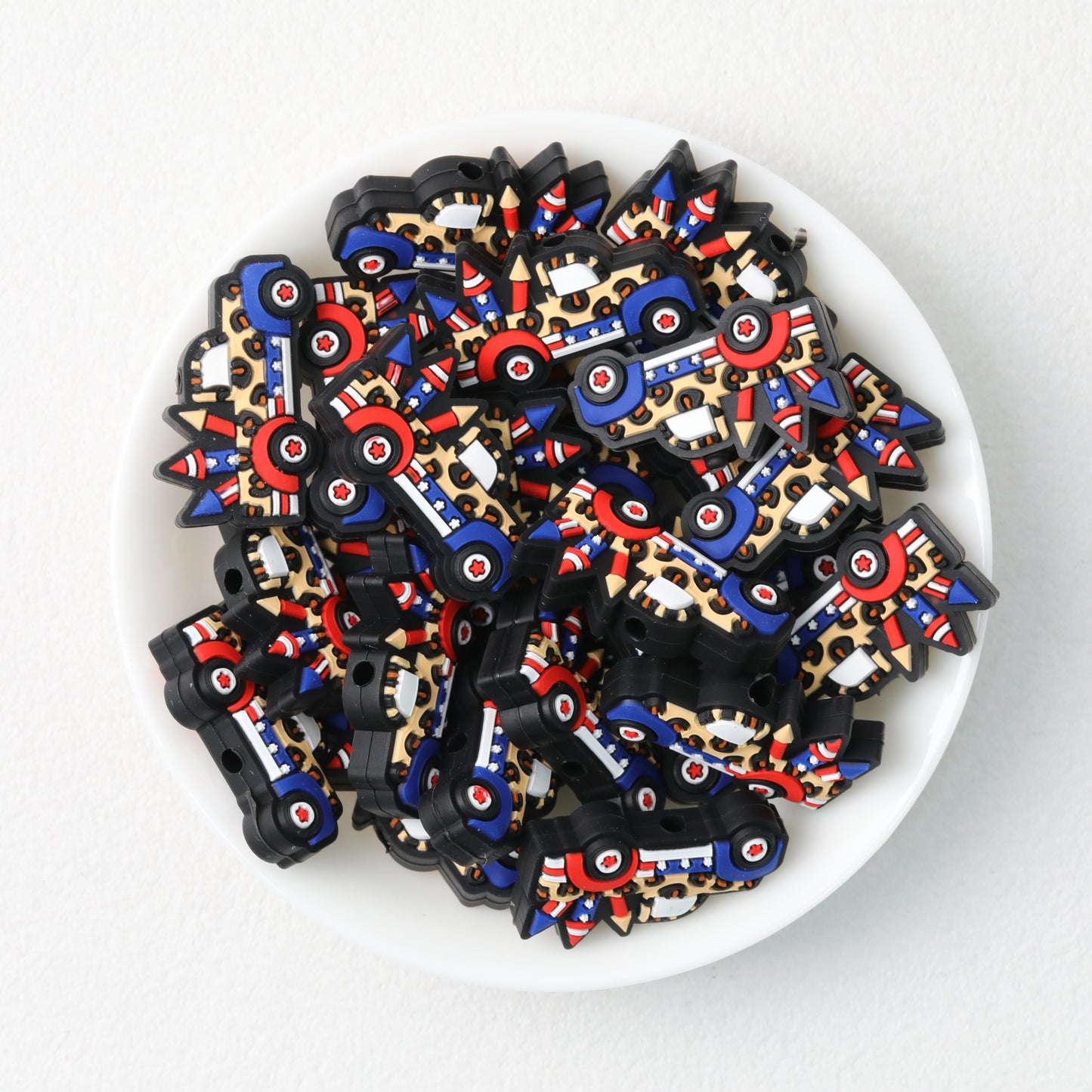 Independence Day Truck Silicone Focal Beads  20pcs