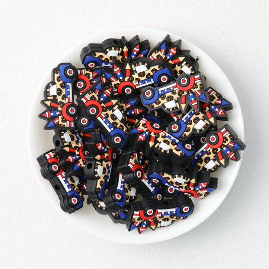 Independence Day Truck Silicone Focal Beads  20pcs