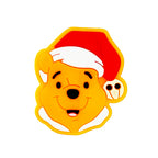 Silicone Focal Beads Christmas Winnie Bear Santa Hat Smiling Face 20pcs