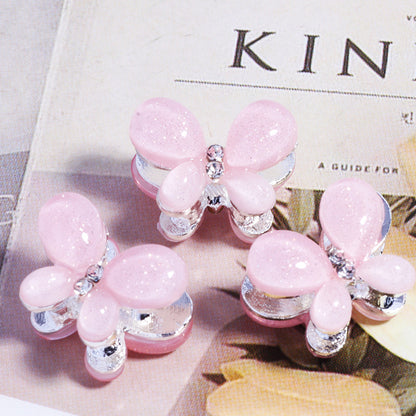 3D Glitter Butterfly Alloy Beads 16mm 2pcs 7