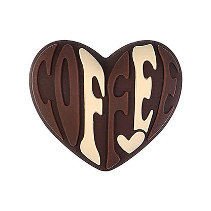 3D Coffee-Themed Silicone Focal Beads Cute Coffee Cups 20pcs - Heart Coffee