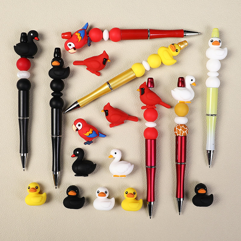 3D Black White Swan Cardinals Silicone Focal Beads 20Pcs  7