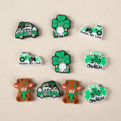 Silicone Focal Beads Saint Patrick Day Clover Lucky Charm 10pcs 5