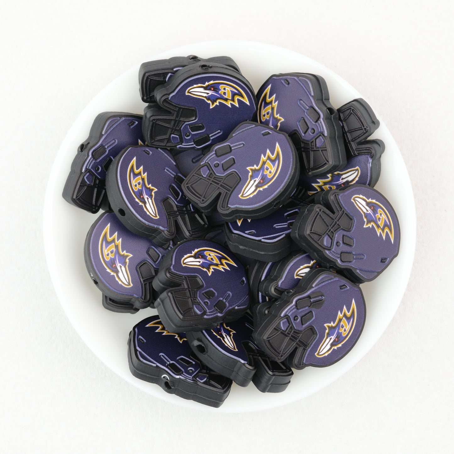 NFL Teams Helmet Silicone Focal Beads Printed Designs 20pcs 10