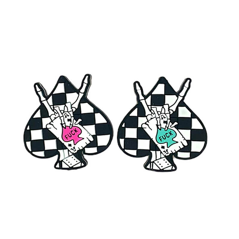 Silicone Focal Beads Checkered Ace Of Spades Hand Rock Sign 20pcs