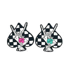 Silicone Focal Beads Checkered Ace Of Spades Hand Rock Sign 20pcs
