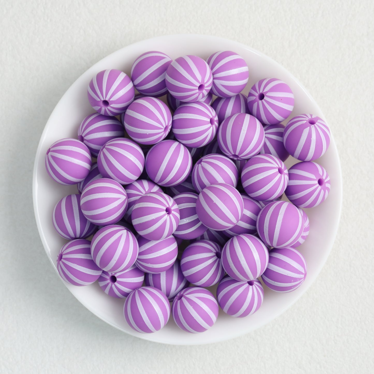 Striped 15mm Priented Round Silicone Beads Balloon Design 50pcs 6
