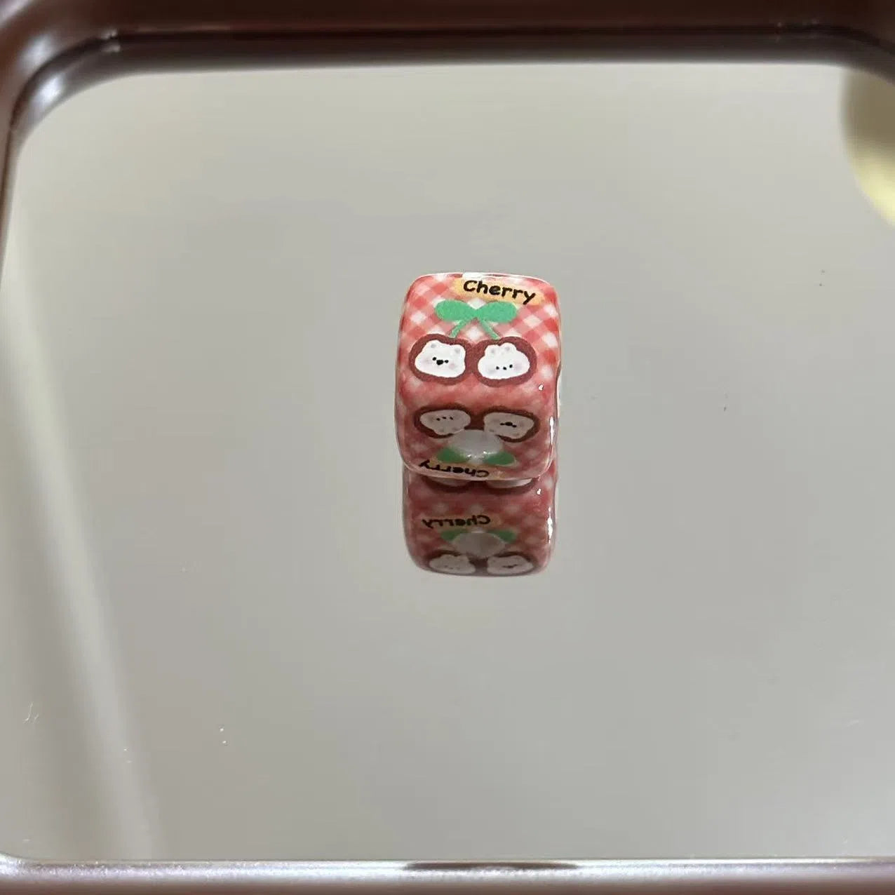 Cartoon Puppy and Bear Pattern Acrylic Square Beads 14mm 10pcs 9