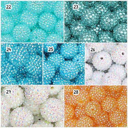 Multicolor Round Rhinestone Beads 20mm Sparkle Shine 50pcs