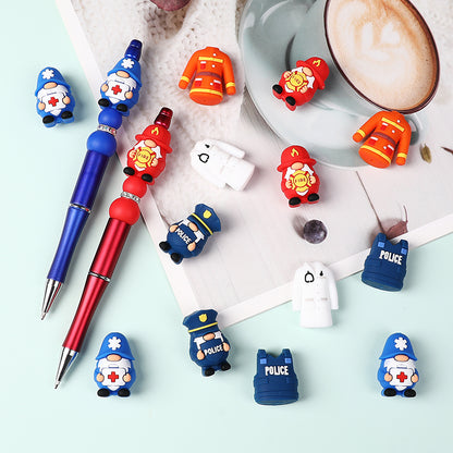 Silicone 3D Focal Beads Medical Midget Fire Gnome Police Vest 20pcs 6