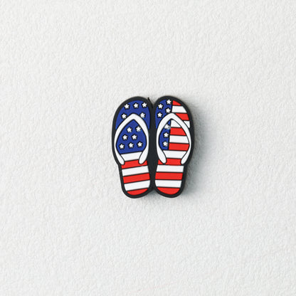 USA Flag Independence Day Flip Flop Silicone Focal Beads20pcs 3
