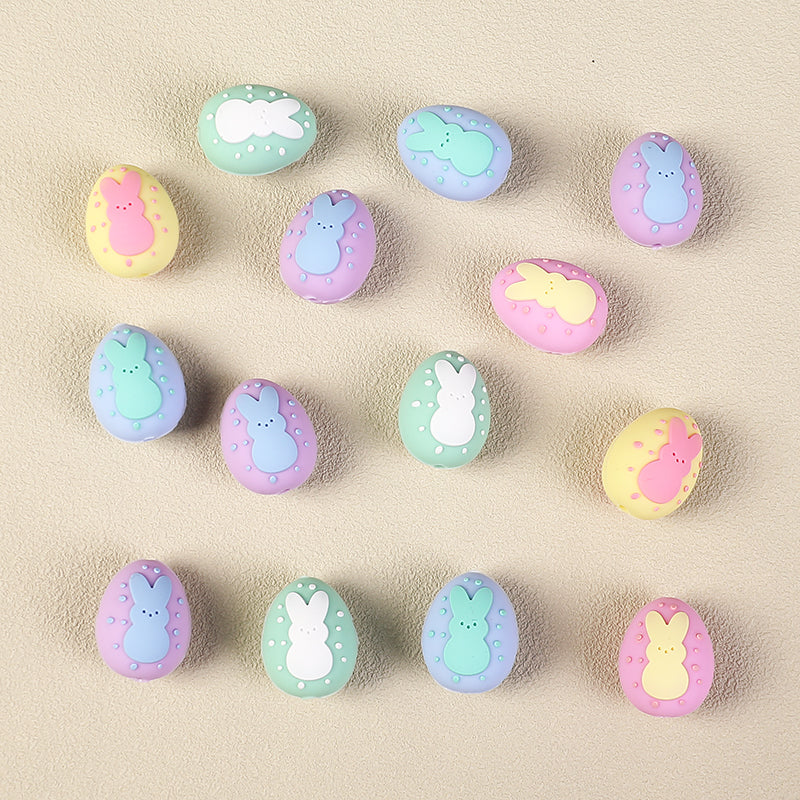 Silicone 3D Focal Beads Easter Bunny Chick Easter Egg Rabbit 20Pcs 10