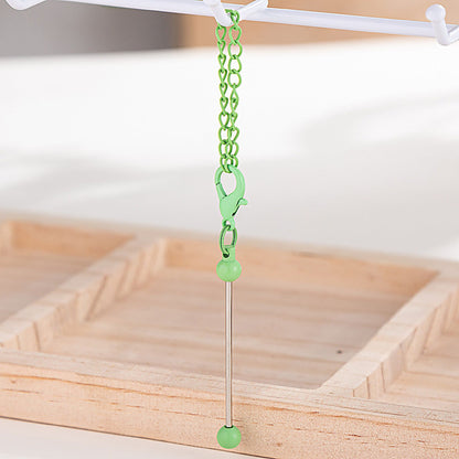 Beadable Keychain Mini Metal Bar Colorful Pendant 8 Centimeters - Candy Green