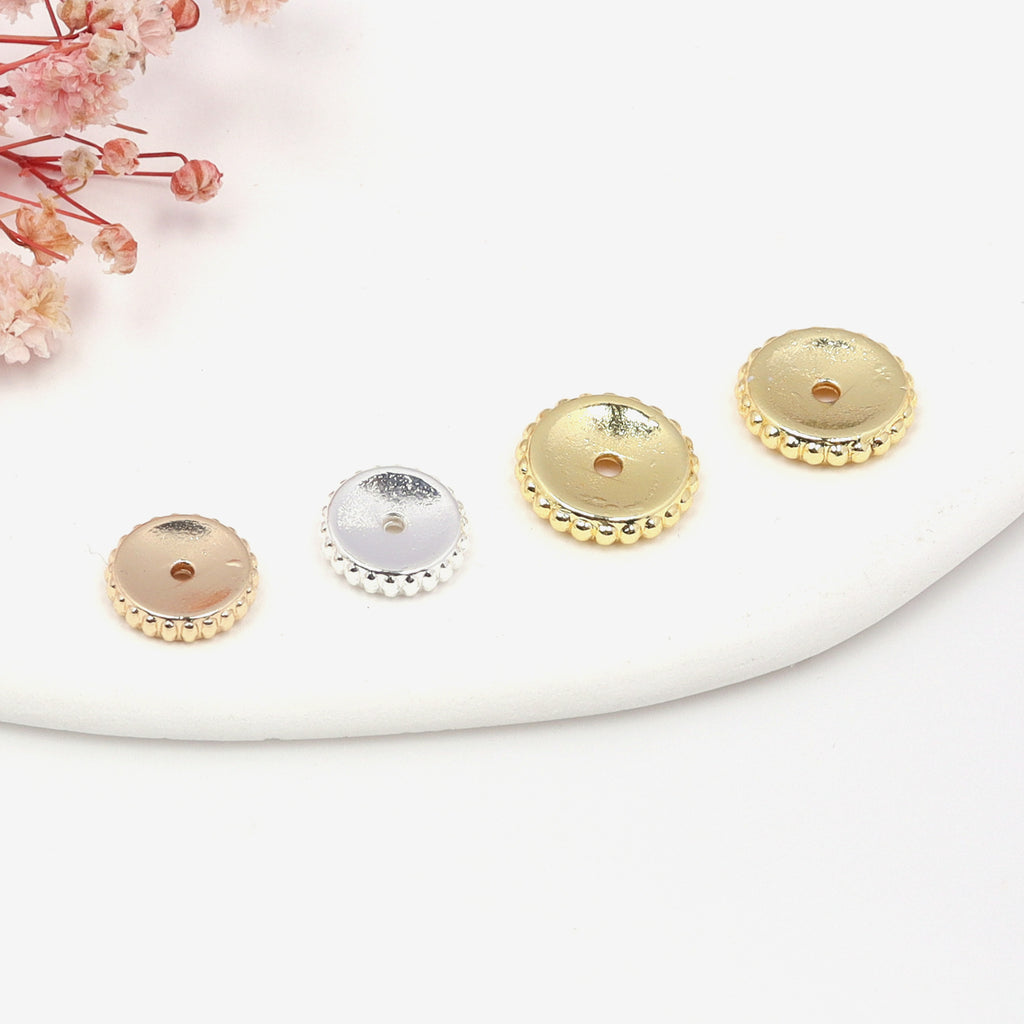 Brass Concave Spacer Beads 6mm 9mm 11mm Polished Beaded Edge 100pcs 2