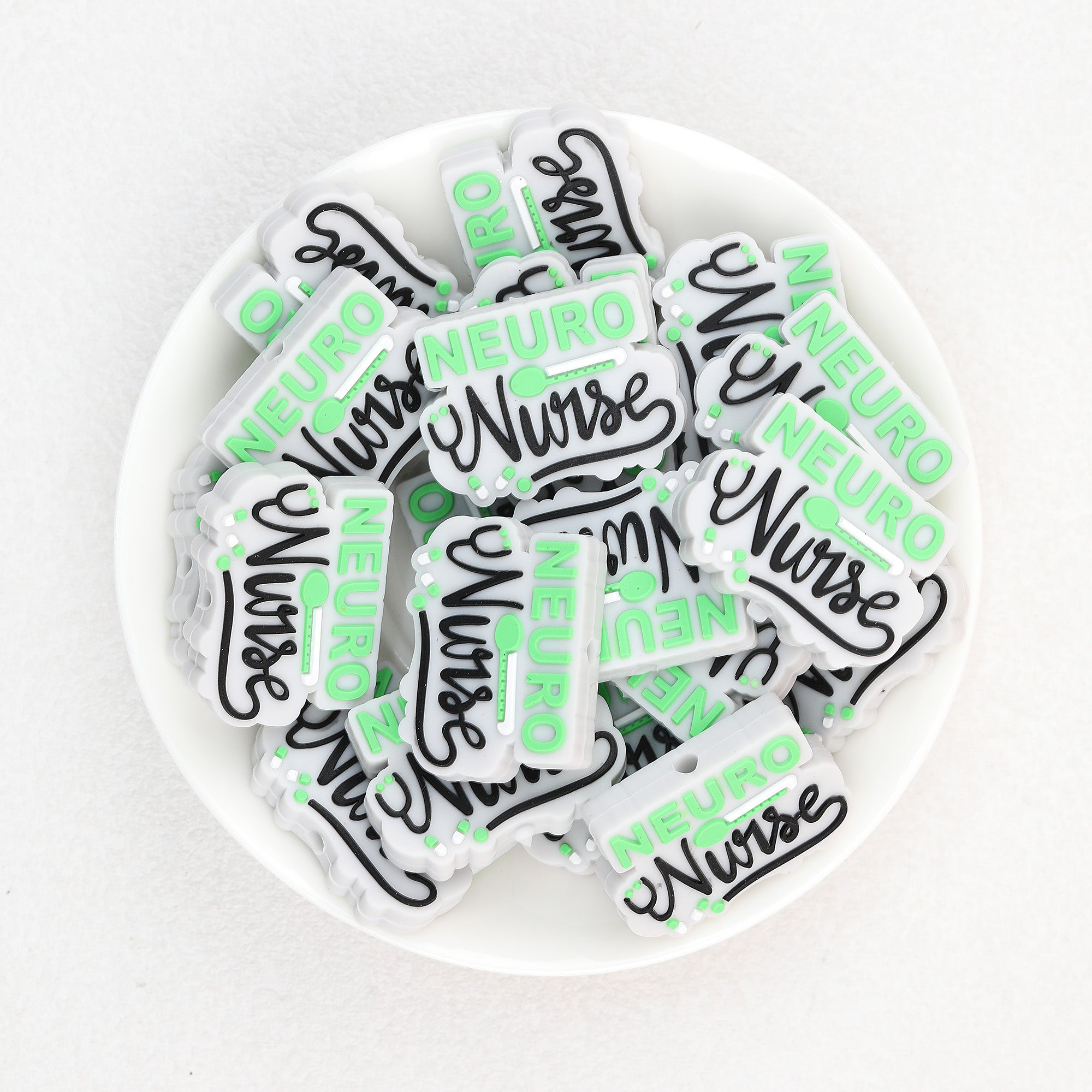 Green Pink Nurse Stethoscope Silicone Focal Beads 20Pcs  3