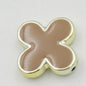 Clover Enamel CCB Plastic Acrylic Beads 30mm Glossy Gold Outline 50pcs 7