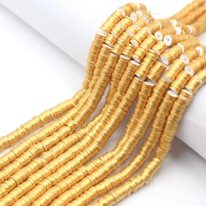 Pearly Lustre Flat Disc Clay Beads 6mm Colorful Pastel 10strands 21