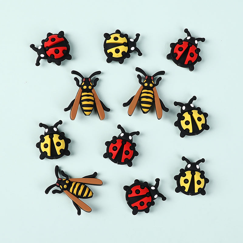 Silicone 3D Focal Beads Ladybug Wasp Insect Detailed Wings and Antennae 20pcs 4