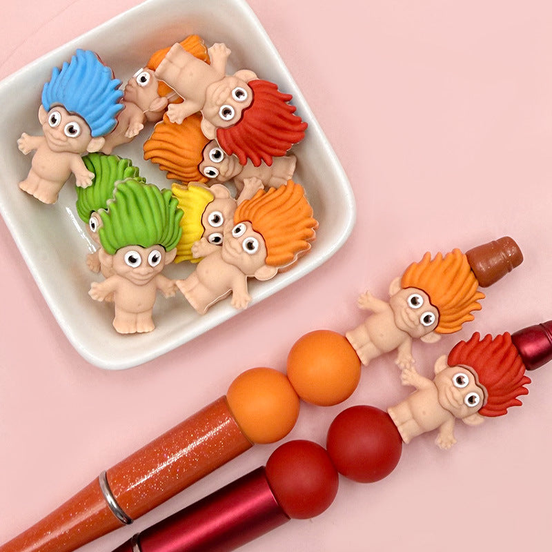 Silicone 3D Troll Focal Beads Playful Character 20pcs 3