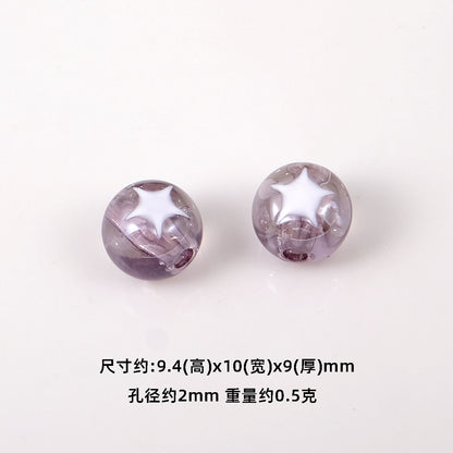 Star Pattern 10mm Acrylic Round Beads Shiny Surface 20pcs 13