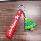 Soft Rubber Christmas Tree and Santa Claus Keychain with Red Strap 15
